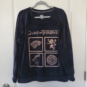Black Game of Thrones Fuzzy Pullover Sweater Four Noble House Sigils Art Fleece